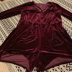Maroon velvet romper